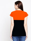 Blacksmith 100% Soft Cotton Bio Washed Orange And Black Half And Half Top For Women. - Blacksmith Fashion