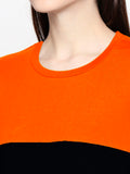 Blacksmith 100% Soft Cotton Bio Washed Orange And Black Half And Half Top For Women. - Blacksmith Fashion