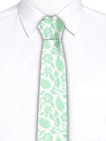 Blacksmith White And Green Leaves Printed Tie for Men