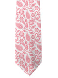 Blacksmith White And Pink Leaves Printed Tie for Men