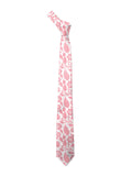 Blacksmith White And Pink Leaves Printed Tie for Men