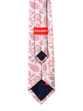 Blacksmith White And Pink Leaves Printed Tie for Men