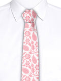 Blacksmith White And Pink Leaves Printed Tie for Men