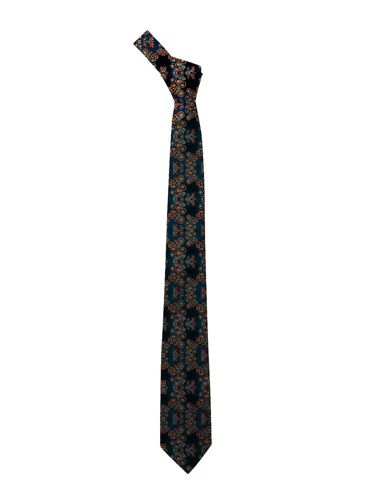 Blacksmith Navy Blue Japanese Floral Printed Tie for Men - Fashion Accessories for Blazer , Tuxedo or Coat