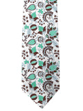 Blacksmith White Brown And Green Printed Tie for Men