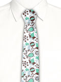 Blacksmith White Brown And Green Printed Tie for Men