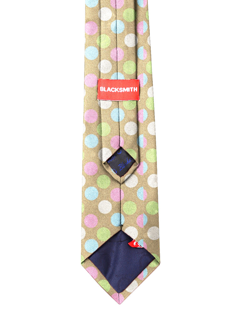 Blacksmith Polka Brown Printed Tie for Men - Fashion Accessories for Blazer , Tuxedo or Coat