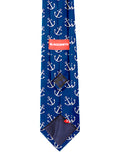 Blacksmith Navy Blue Anchor Printed Tie for Men - Fashion Accessories for Blazer , Tuxedo or Coat