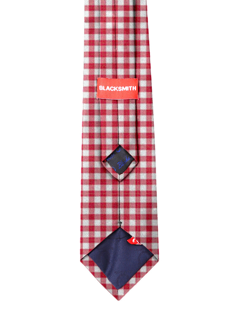 Blacksmith Red Gingham Checks Printed Tie for Men - Fashion Accessories for Blazer , Tuxedo or Coat