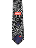 Blacksmith White and Black Zebra Printed Tie for Men - Fashion Accessories for Blazer , Tuxedo or Coat