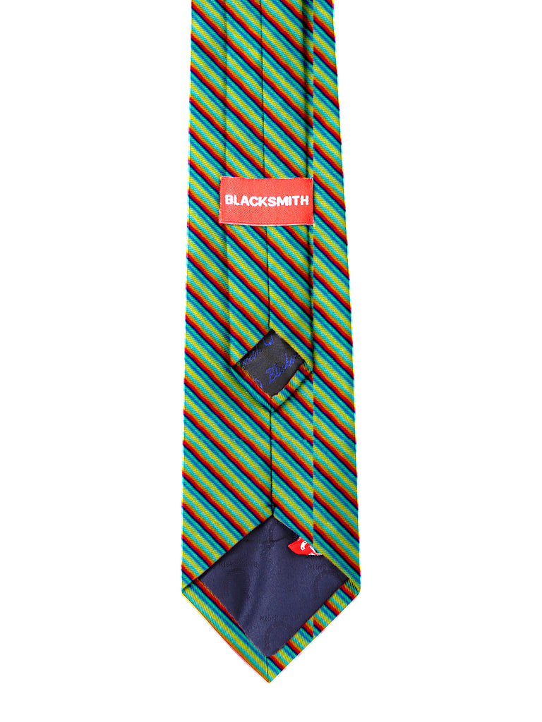 Blacksmith Tropical Green Stripes Printed Tie for Men - Fashion Accessories for Blazer , Tuxedo or Coat