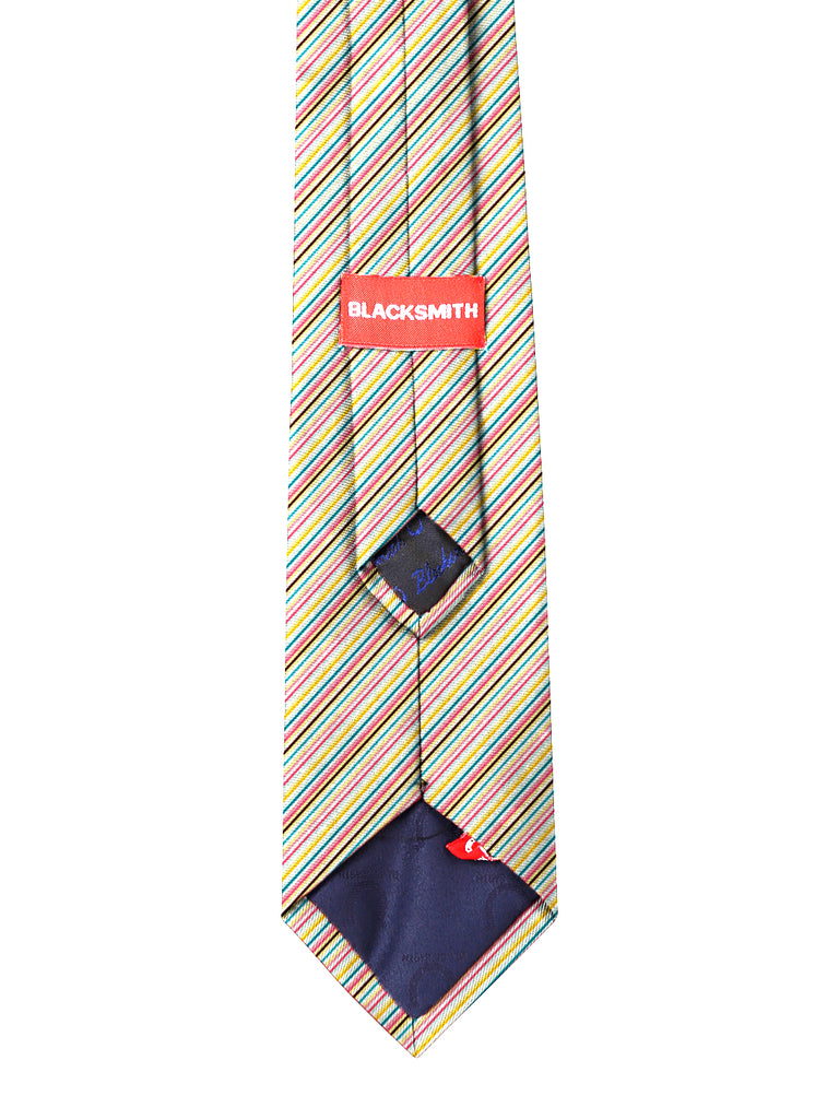 Blacksmith Pink and Cream Stripes Printed Tie for Men - Fashion Accessories for Blazer , Tuxedo or Coat