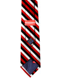 Blacksmith Red,Black and White Stripes Printed Tie for Men - Fashion Accessories for Blazer , Tuxedo or Coat