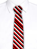 Blacksmith Red,Black and White Stripes Printed Tie for Men - Fashion Accessories for Blazer , Tuxedo or Coat