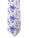 Blacksmith White And Purple Floral Printed Tie for Men