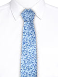 Blacksmith Grey and Blue Leaves Jacquard Tie for Men